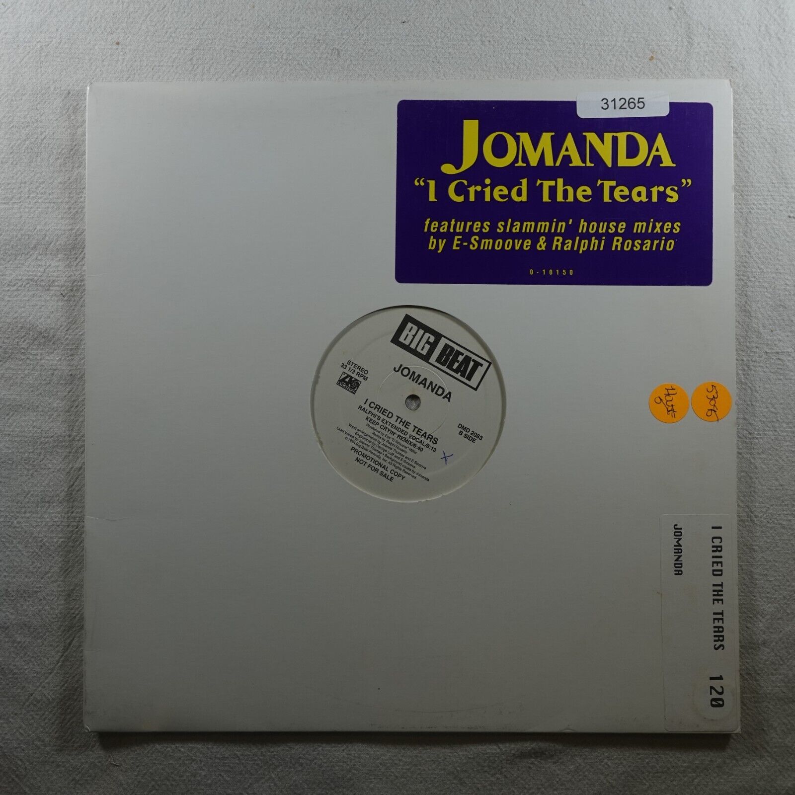 Jomanda I Cried The Tears PROMO SINGLE Vinyl Record Album