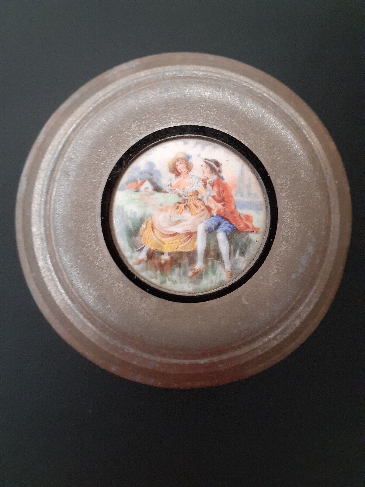 Vintage Thorens Silverite Music Box powder compact & Mirror Romantic Decor Works