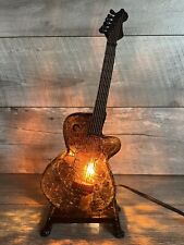 Glass Fender Guitar Shape Style Lamp Amber Color Accent Table Night Light 15” picture