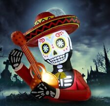 4' Halloween Inflatable Skull Guitar Outdoor Decorations,Day of The Dead Blow Up picture