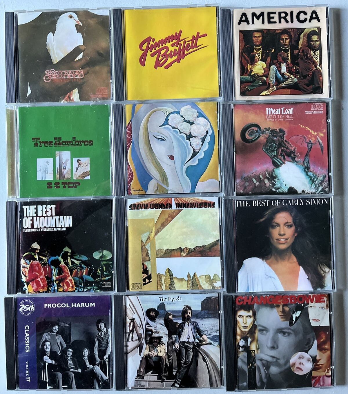 Wholesale Lot of 12 Classic Rock: Bowie, Byrds, Wonder, ZZ Top, Very Good Con