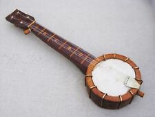 Vintage Folk Art Miniature Banjo Sculpture Carved Wood Musical picture