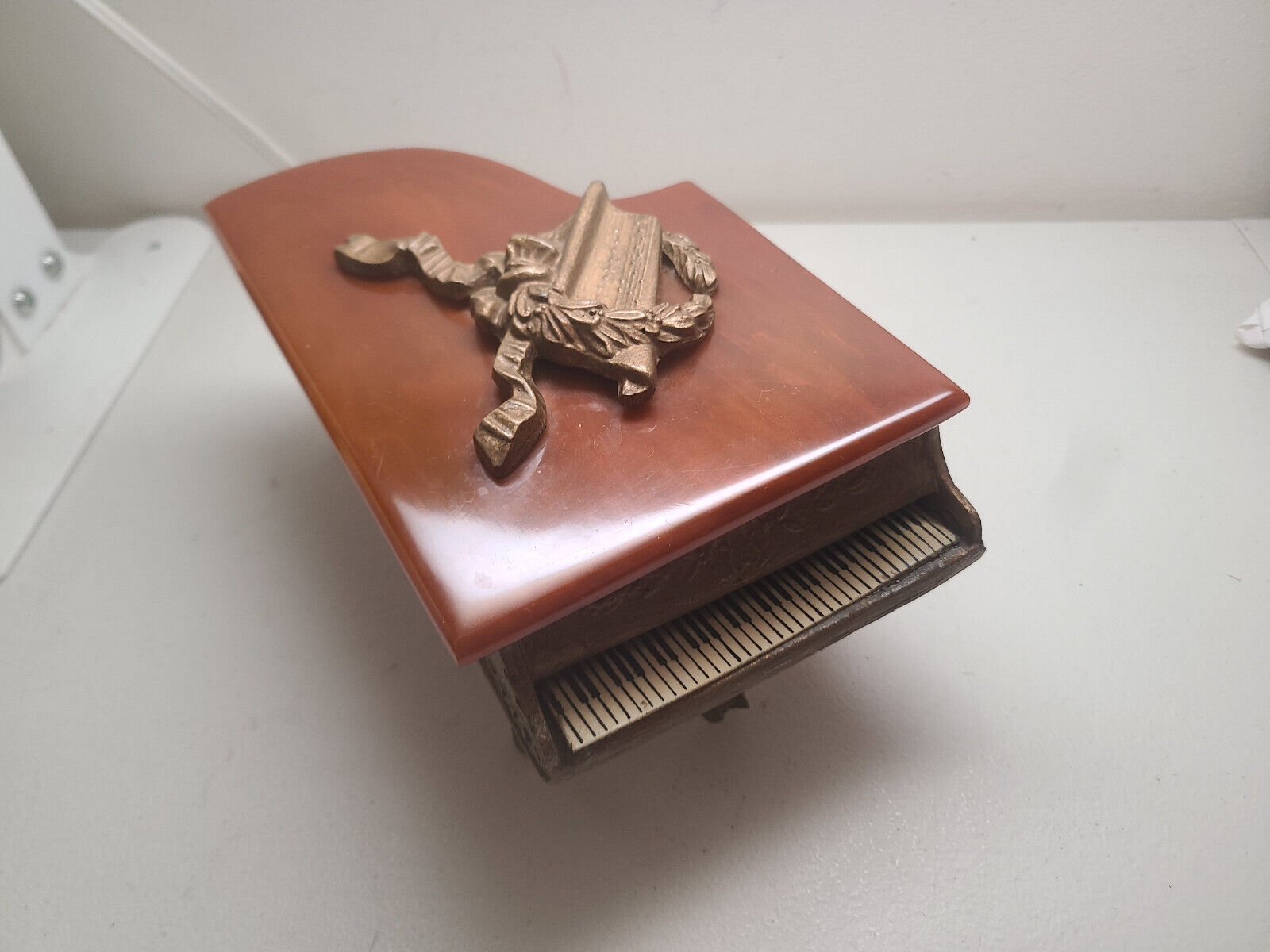 Vintage Thorens Grand Piano Music Box Bakelite Top - Switzerland - Works
