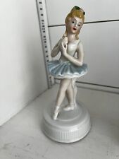 Porcelain Dancing Ballerina Music Box Works Vintage 9” TALL Works Great picture