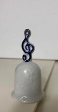 Porcelain Bell With Music Note Vintage Vtg White Blue  picture