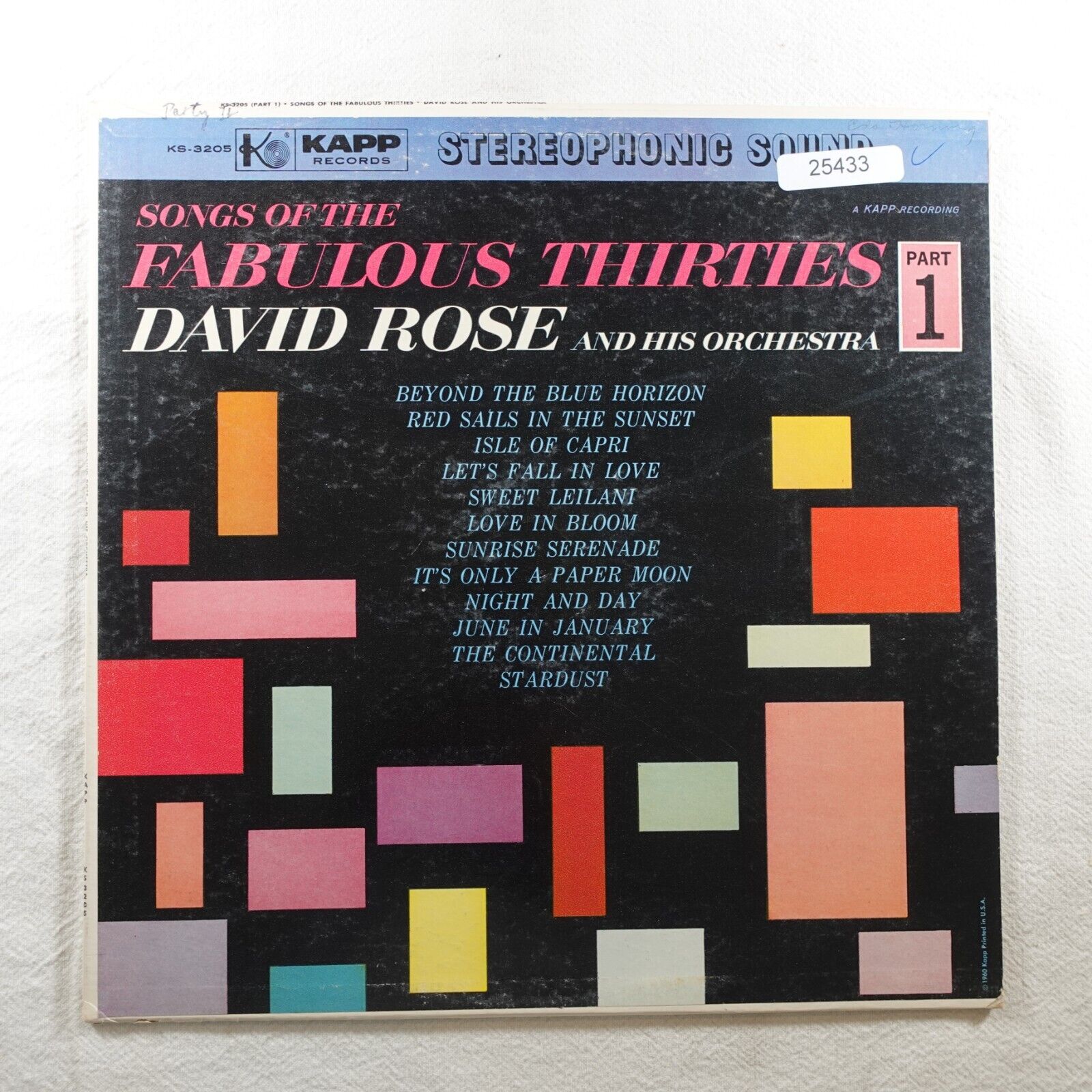 David Rose The Fabulous Thirties Part 1   Record Album Vinyl LP