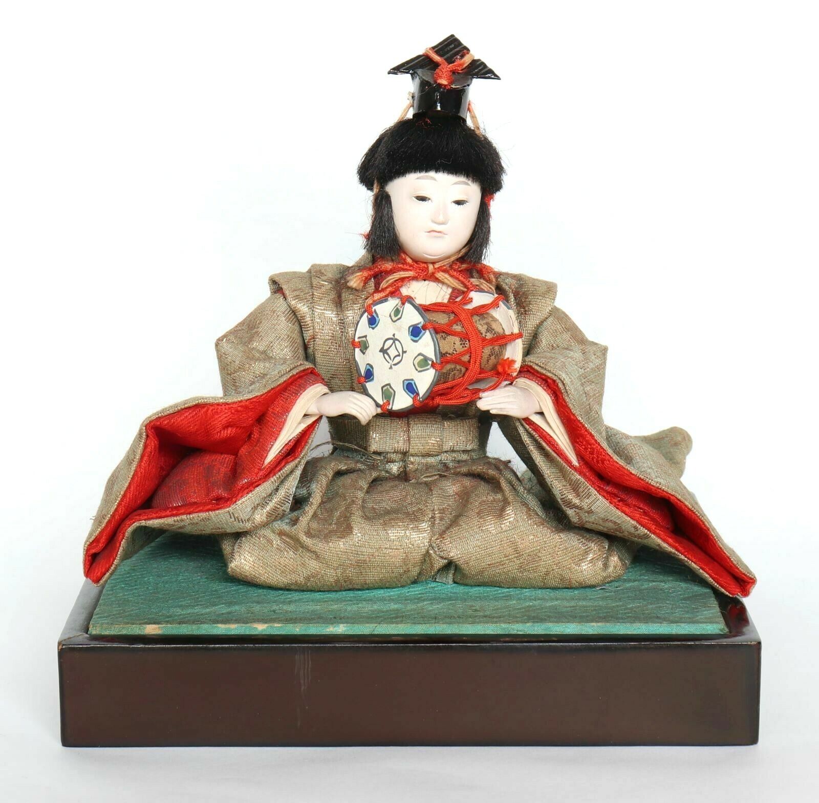Japanese Hina Doll Kimono Hand Drum Figurine Ornament with Base H15cm 5.9\