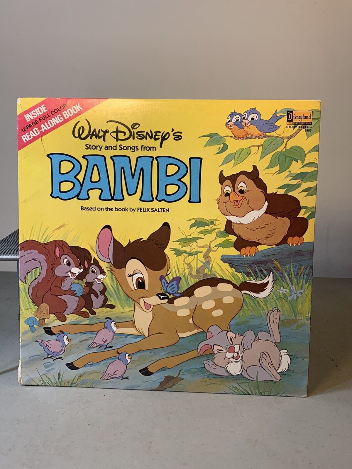 1980 Walt Disney\'s Story Songs From Bambi Book & Record 12in 33RPM LP Vinyl (12D