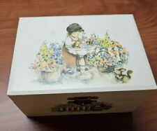Vintage Girls Musical Jewelry Box-Twirling Ballerina-Girl With Bird Bath picture