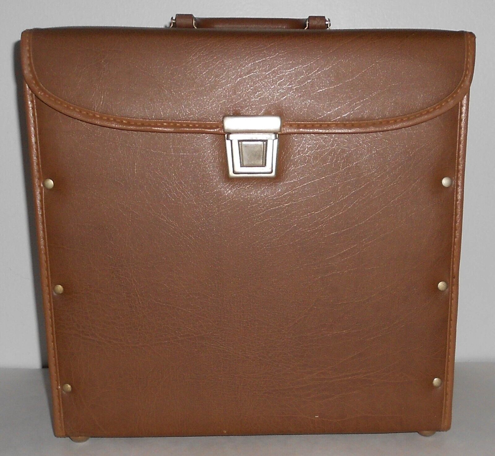 Vintage Brown LP 33 1/3 RPM Record Carry Case Box Holder Carrier - Holds 25 LPs