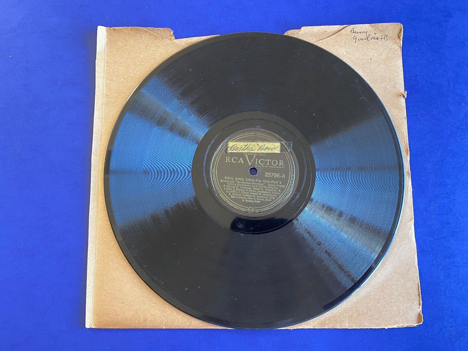BENNY GOODMAN sing, sing, sing (parts 1 & 2) RCA Victor CAMDEN 25796 Good 1938