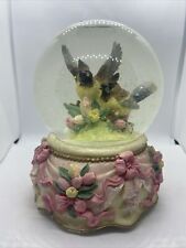 Vintage Music Water Globe Bird In Water Noon River Springtime Promise ~6” Tall picture