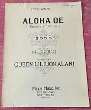 VINTAGE ALOHA OE FAREWELL TO THEE SHEET MUSIC 1924 picture