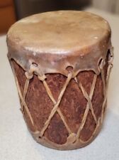 Native American Rawhide Log Drum 7.5 “ high x 6.5 “ Wide.  picture