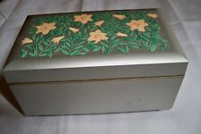 Vintage Otagiri Silver Lacquerware Daffodils Music Box Serenade 