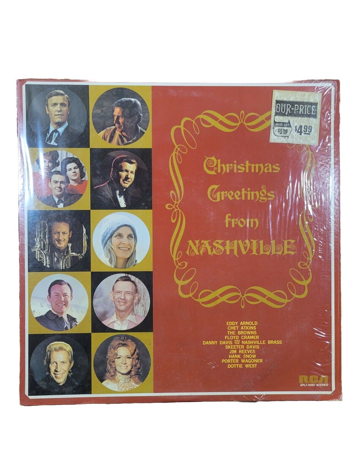 Vintage 1973 Christmas Greetings From Nashville LP, Various Artists, Preowned