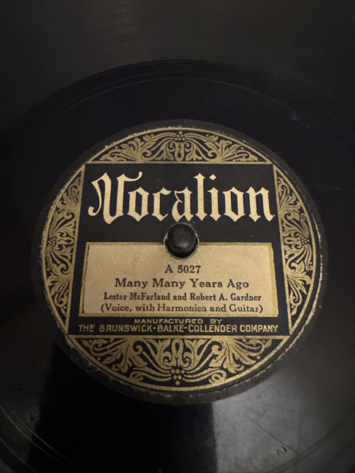 Vocalion 78 RPM Lester McFarland & Robert Gardner - Many Many Years Ago 5027 V