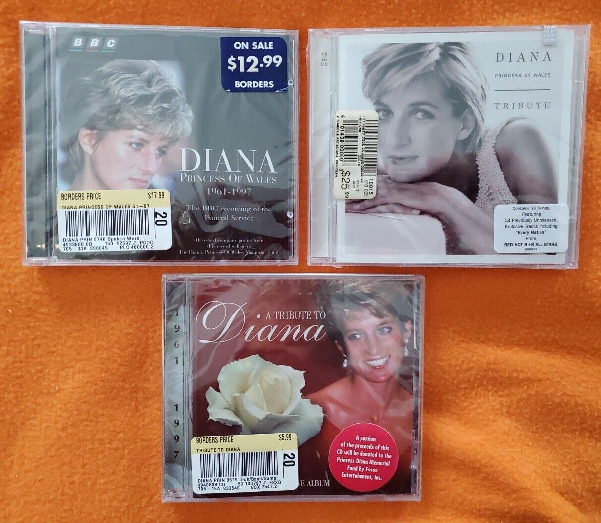 3 Princess Diana Tribute CD's Historic Recordings/Songs Dedicated to Her Memory