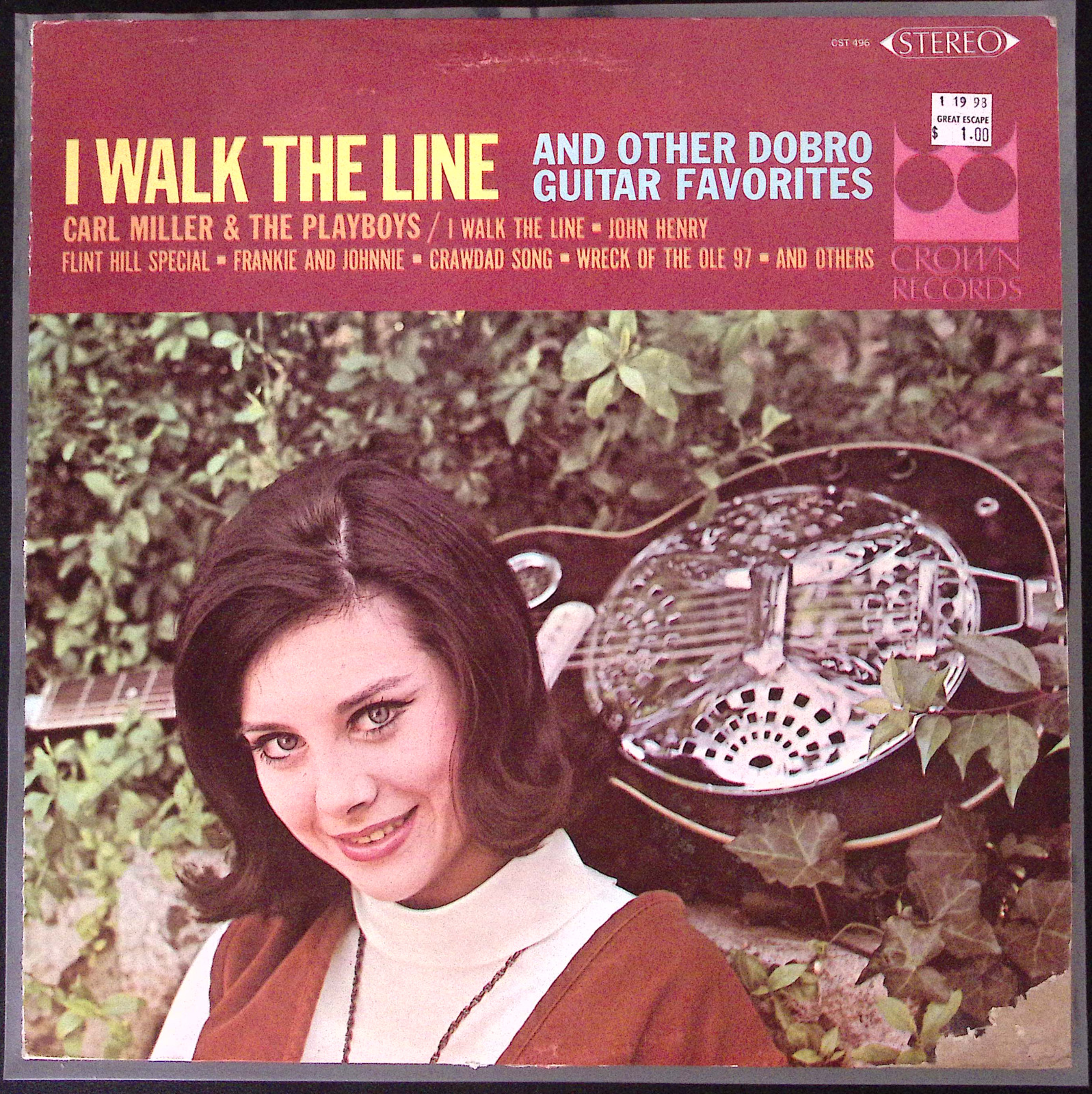 CARL MILLER & THE PLAYBOYS I WALK THE LINE DOBRO GUITAR FAVORITES LP 160-20W