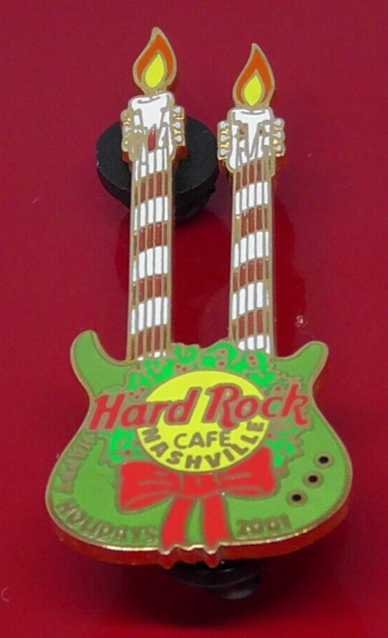 Enamel Hard Rock Cafe Pin Badge Nashville USA Happy Holidays Christmas Guitar