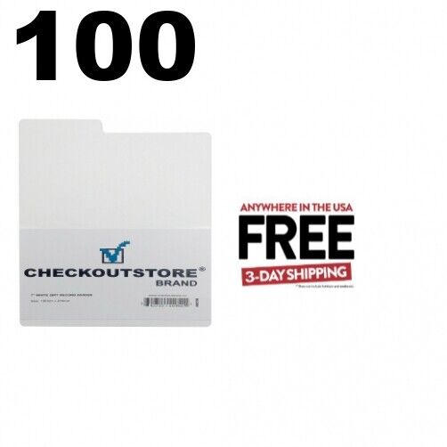100 CheckOutStore White Plastic Record Dividers for 7\