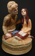 VINTAGE Rotating Music Box Love Story Figurine Chadwick Miller 1971 Sankyo Japan picture