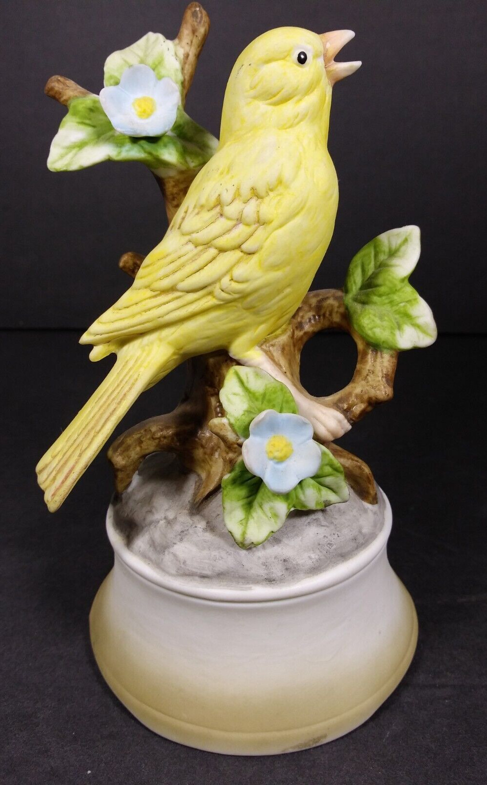 Vintage Shafford Porcelain Canary Bird Flowers Music Box Made in Japan EUC Works