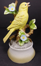 Vintage Shafford Porcelain Canary Bird Flowers Music Box Made in Japan EUC Works picture