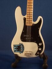 Miniature White Bass Guitar with Stand IRON MAIDEN STEVE HARRIS Display GIFT picture
