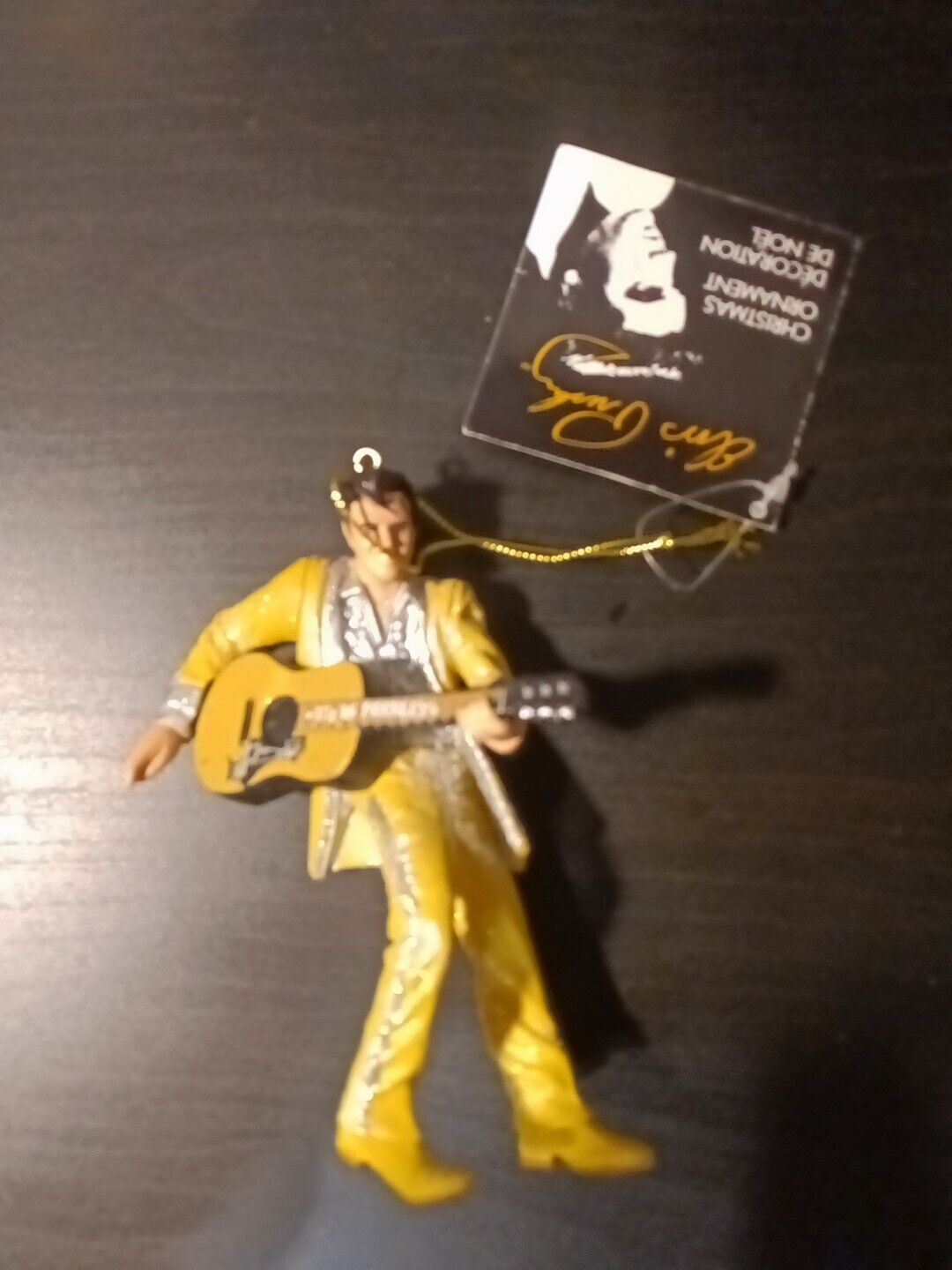 Elvis in Gold Suit Holding Guitar Christmas Ornament