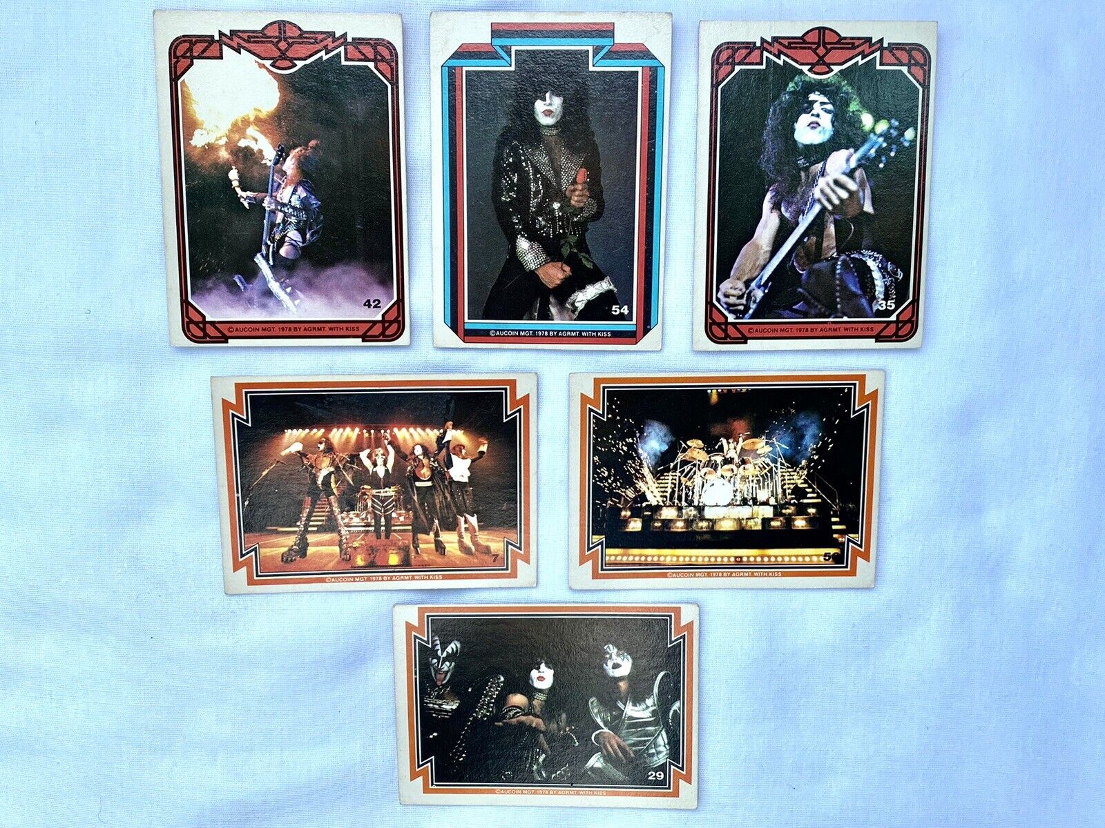 Vintage KISS Rock Band Trading Cards Aucoin Mgt 1978 Mixed Lot 6 Pieces