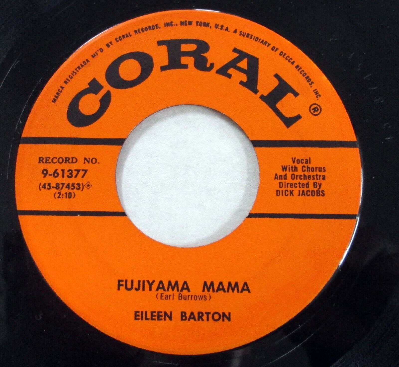 EILEEN BARTON 45 Fujiyama Mama / How-Ja Do VG+ on coral rockabilly r&b   Mc 1430
