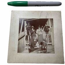 Cabinet Card Photo Fun With Family Whimsical Dress Music Banjo Doll Gun picture