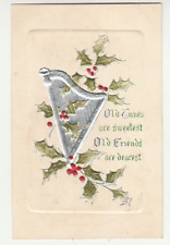 1908 Old Tunes are Sweetest Old Friends are Dearest Christmas Postcard Antique picture