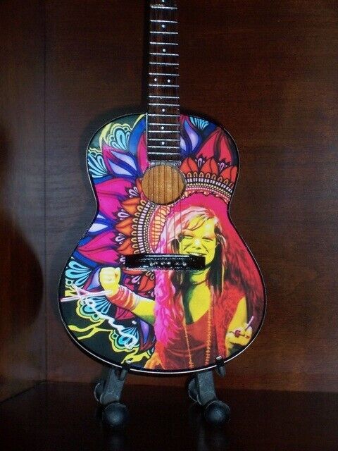 Miniature Acoustic Guitar JANIS JOPLIN Portrait Memorabilia  FREE Stand GIFT