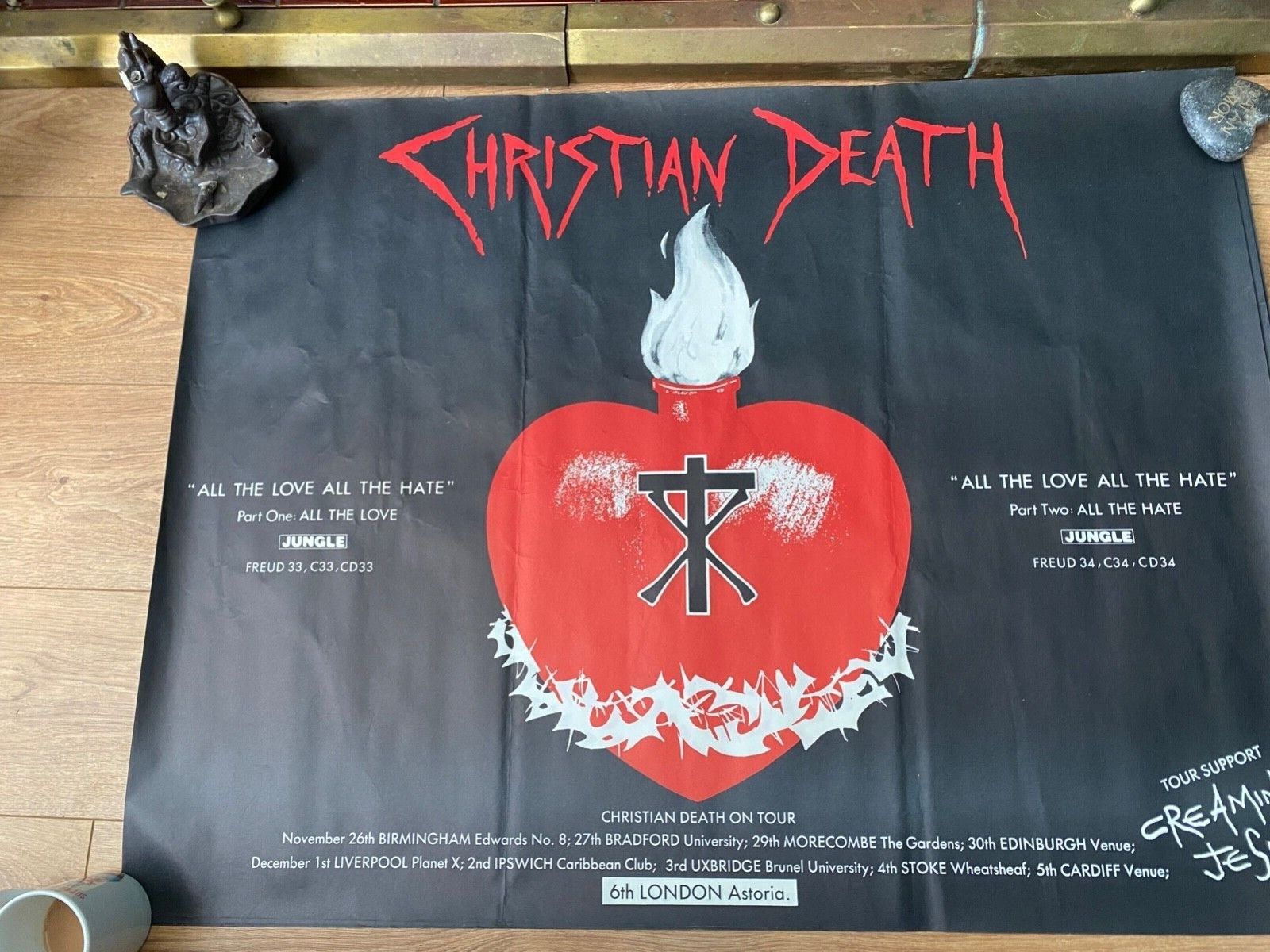 CHRISTIAN DEATH large vintage tour poster sisters of mercy the cure 
