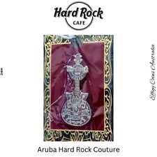 Hard Rock Aruba Couture Pin Crown Guitar Vintage Rock Music Broach Original Back picture