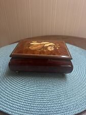 Vintage REUGE Inlaid MANDOLIN Lacquered Burled Wood MUSIC Box picture