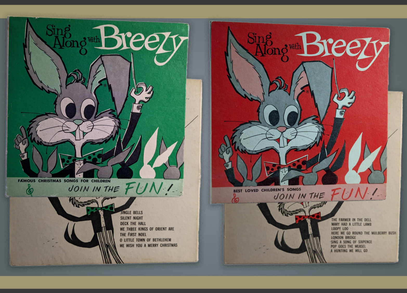 Vintage 1950s Sing Along With Breezy 2 Records  7\