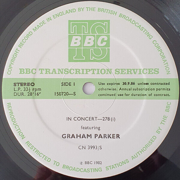 Graham Parker In Concert-278 Vinyl Record VG+/VG+
