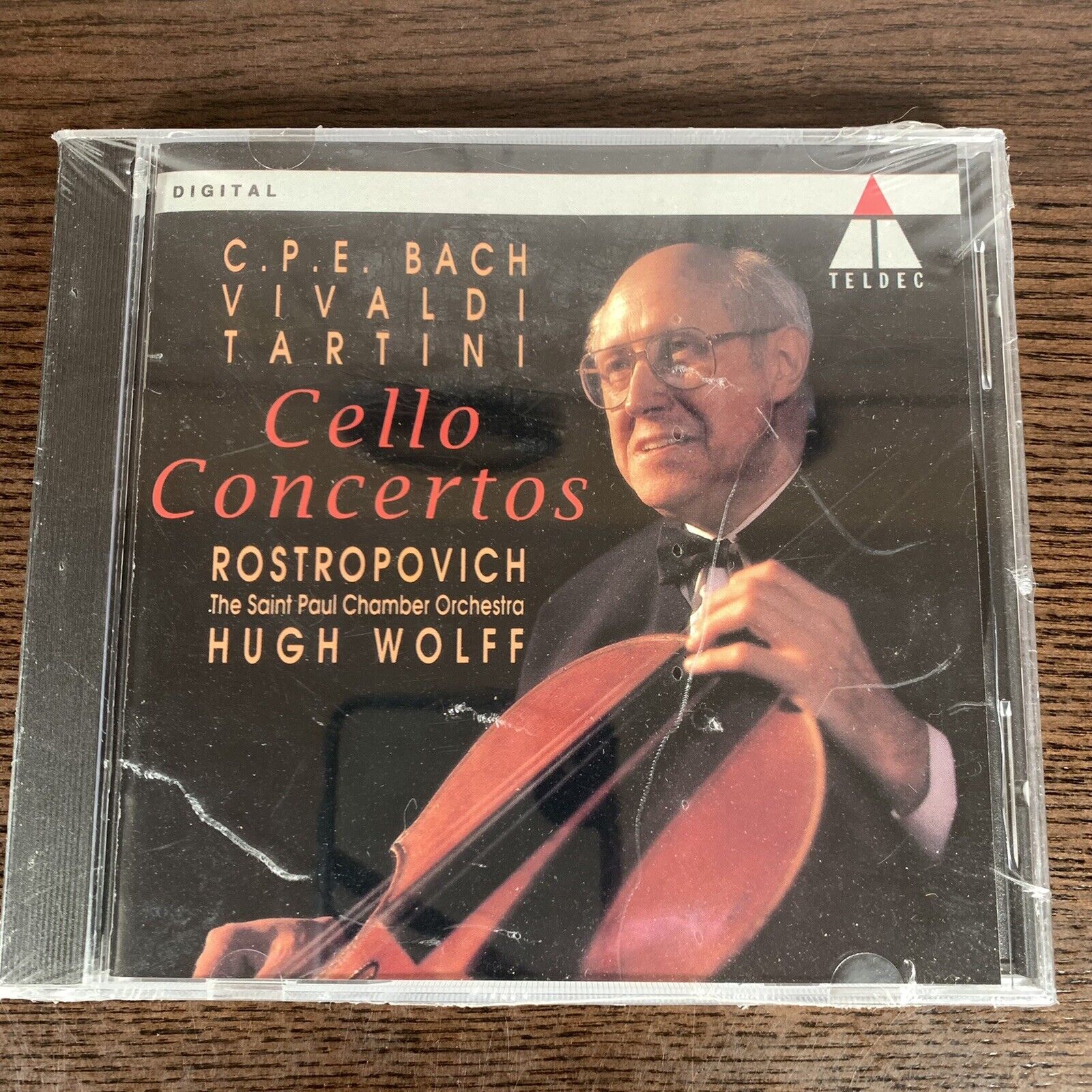 C.P.E. Bach Vivaldi Tartini Cello Concertos CD Sealed Cracked Case 1993