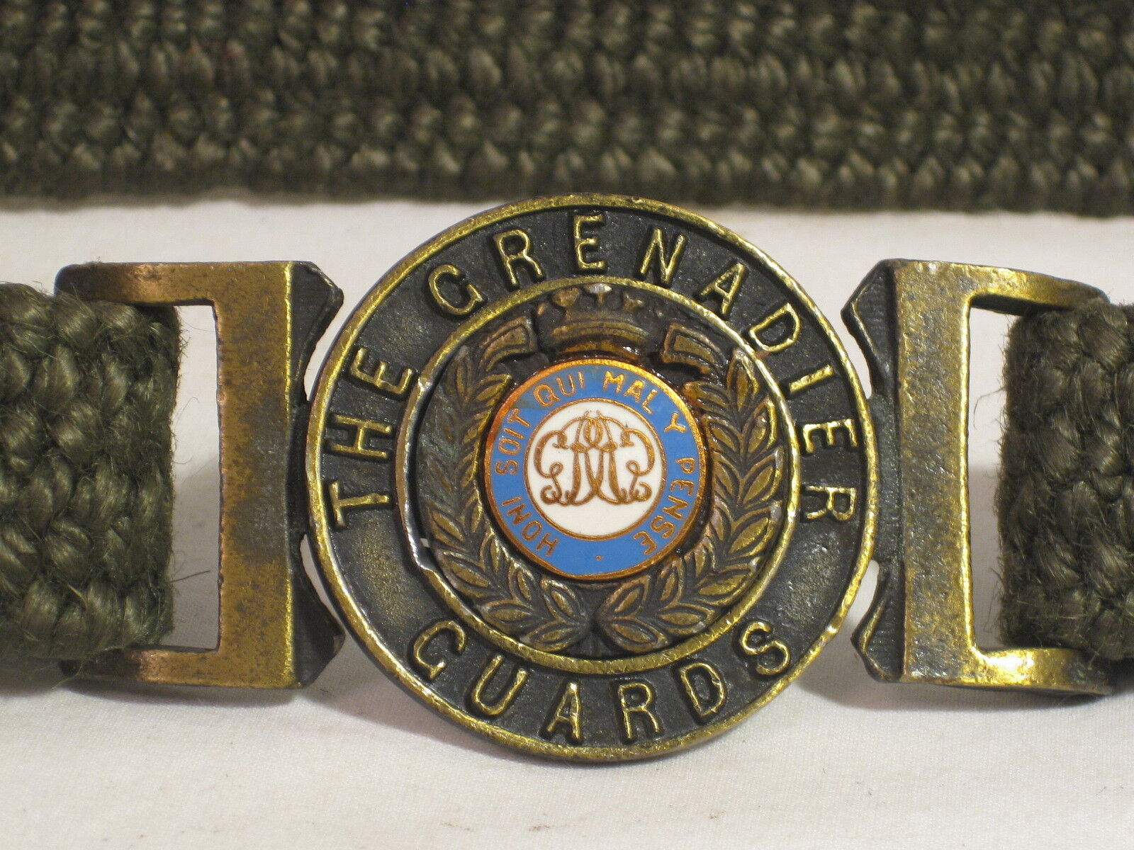 vintage Grenadier Guards belt ornate buckle Honi Soit Qui Mal Y Pense Canterbury