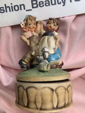 vintage collectible boy&girl dancing figurines porcelain music box madein Japan picture