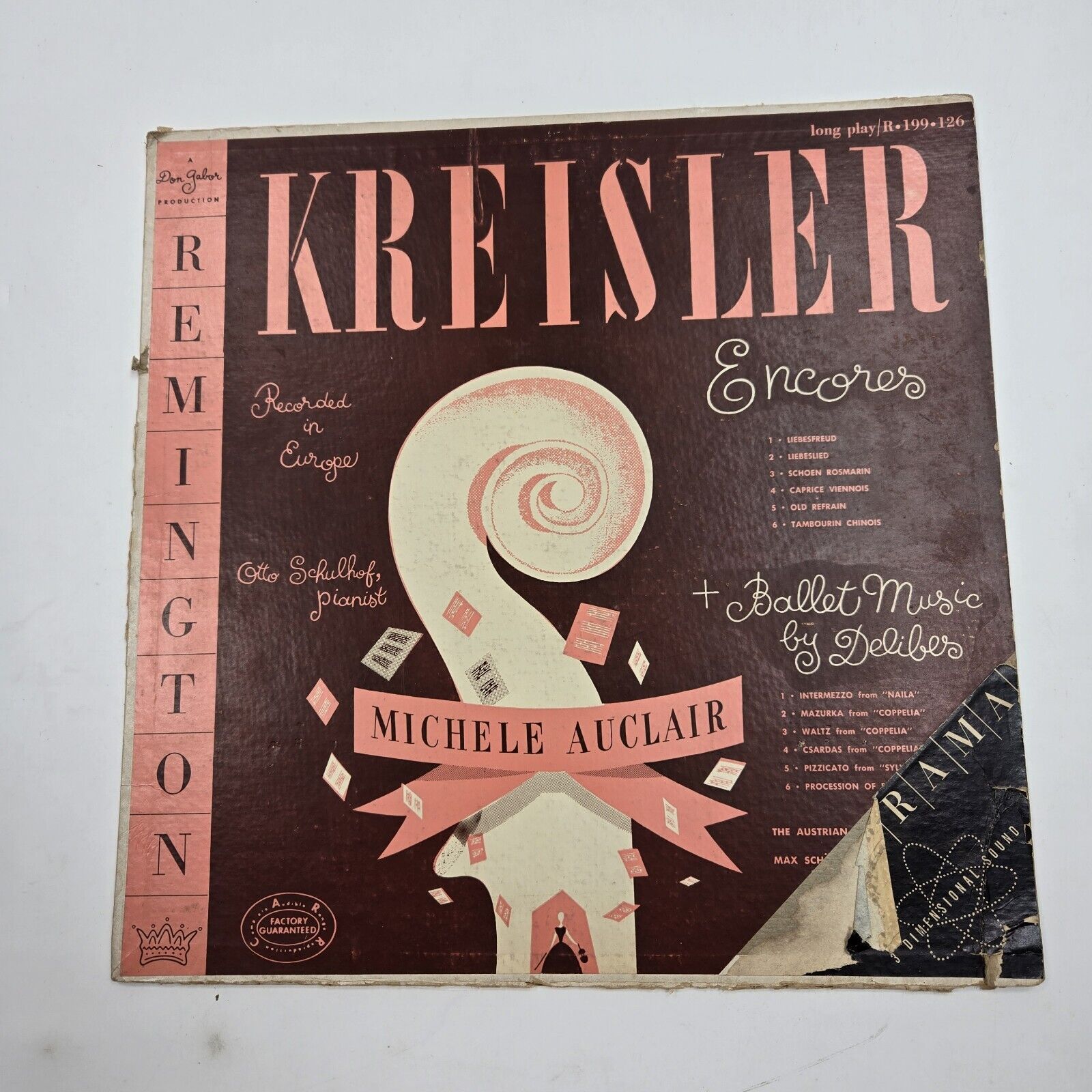 Remington R-199-126 Michel Auclair Kreisler Encores LP Record Vinyl  R-199-126