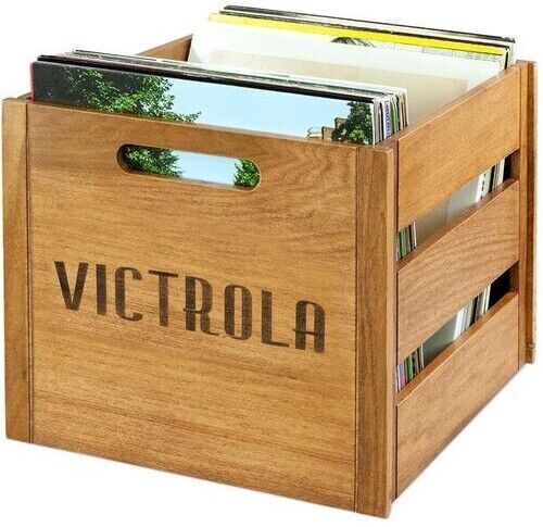 WB Victrola VA-20 Record Crate - Holds 50 LP Vinyl Records (Natural Wood)