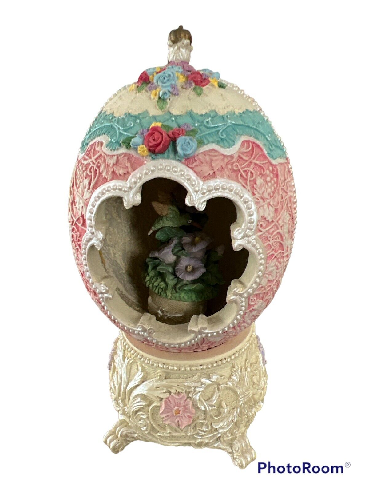 Vintage Music Box Bird Beautiful Egg Shape Plays Romeo & Juliet A Time For Us