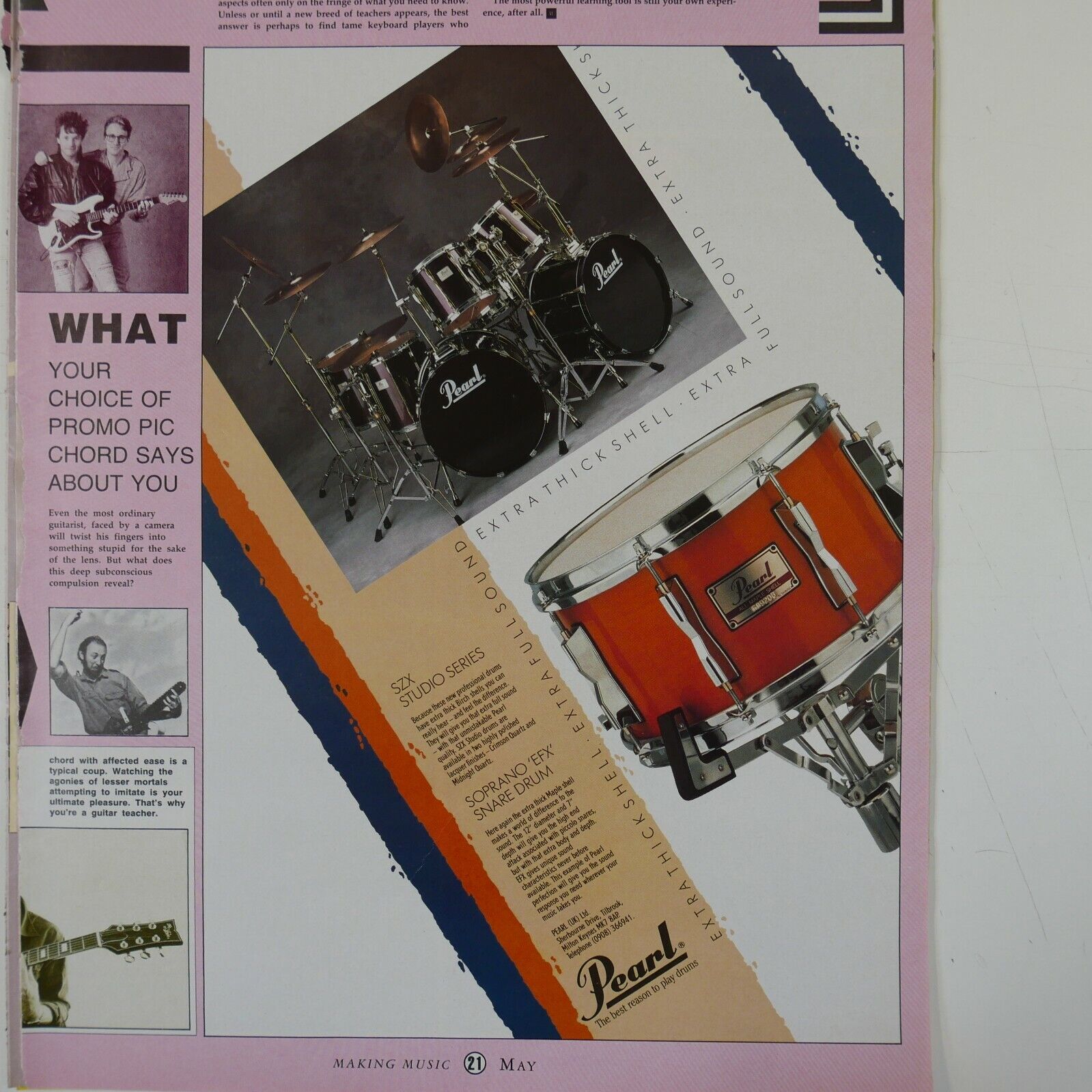 vintage 22x30cm magazine advert cutting PEARL SOPRANO SNARE