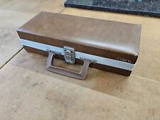 RARE Vintage Savoy 15 Cassette Tape Carrying Suitcase Brown Leather VG+ ☆USA picture