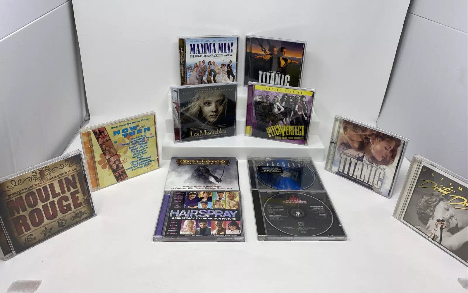 Lot of 12 Soundtrack CDs Movies Music Titanic Mamma Mia Hairspray Pitch Perfect
