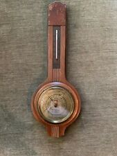 VINTAGE AIRGUIDE BANJO STYLE - TEMPERATURE & BAROMETER - 18 IN - WOOD WALL-MOUNT picture